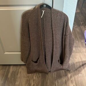 Cozy Brown Free People Open Front Cardigan